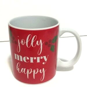 JOLLY MERRY HAPPY HOLIDAY COFFEE MUG 12oz. NWOT